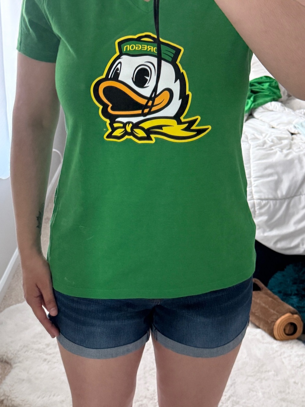 Nike Green Short Sleeve Tee with Yellow & Black Duck Graphic